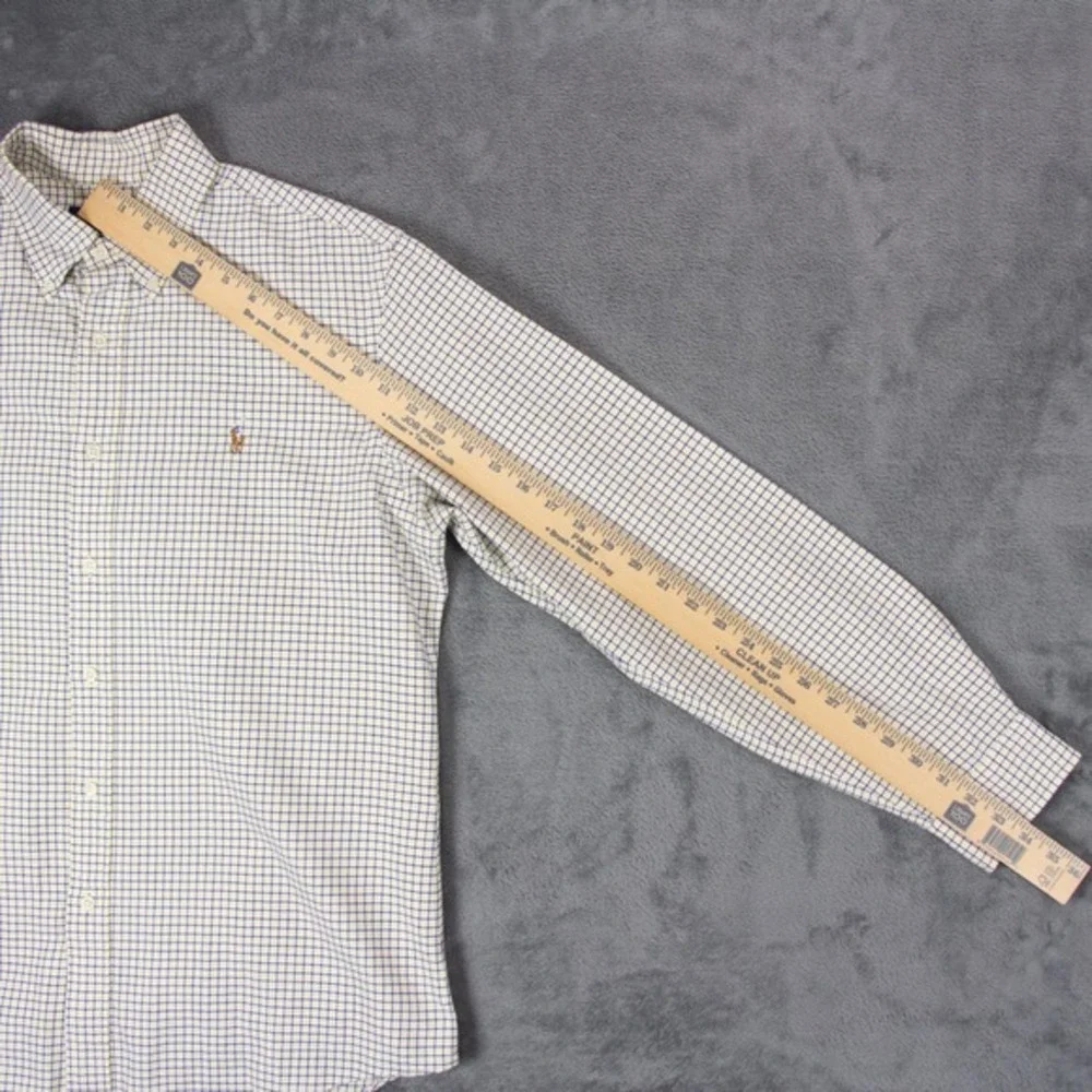 Polo Ralph Lauren Mens L Yellow Custom Fit Shirt‎ Plaid Polo Flesh Pony
